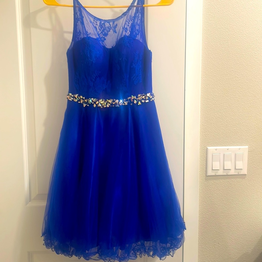 Blue, short, woman's prom or party dress